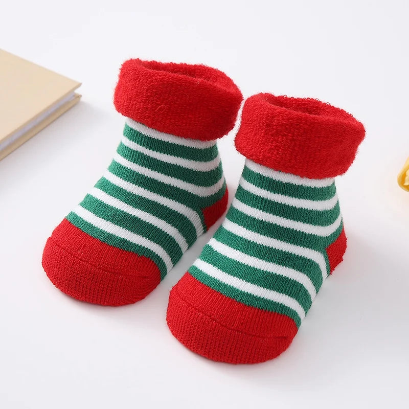 Christmas Baby Socks Newborn Boys Girls Autumn Winter Anti Slip Socks Infant Newborn Soft Cotton Floor Sock Cartoon Shoes