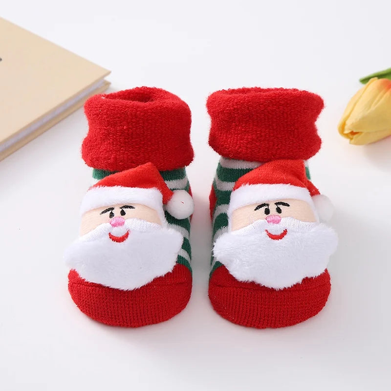 Christmas Baby Socks Newborn Boys Girls Autumn Winter Anti Slip Socks Infant Newborn Soft Cotton Floor Sock Cartoon Shoes