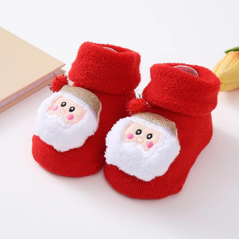 Christmas Baby Socks Newborn Boys Girls Autumn Winter Anti Slip Socks Infant Newborn Soft Cotton Floor Sock Cartoon Shoes