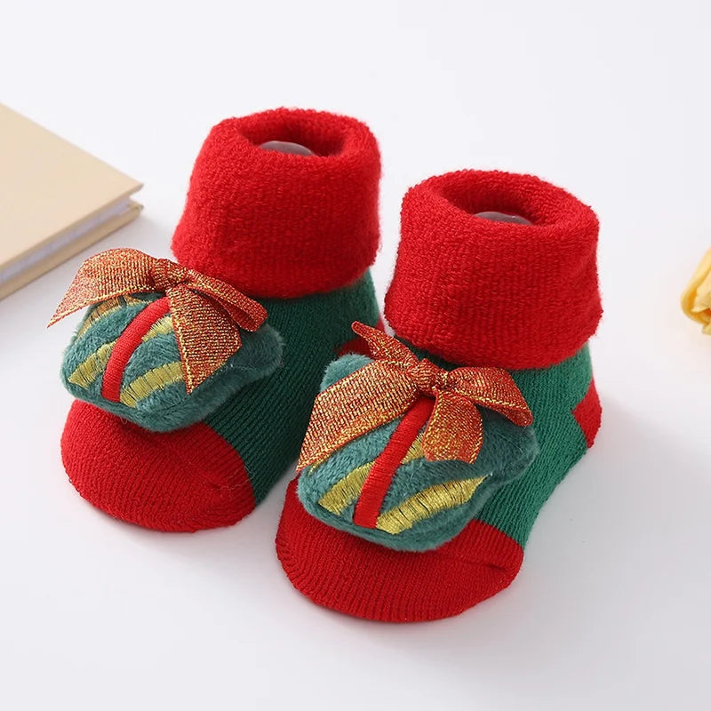 Christmas Baby Socks Newborn Boys Girls Autumn Winter Anti Slip Socks Infant Newborn Soft Cotton Floor Sock Cartoon Shoes