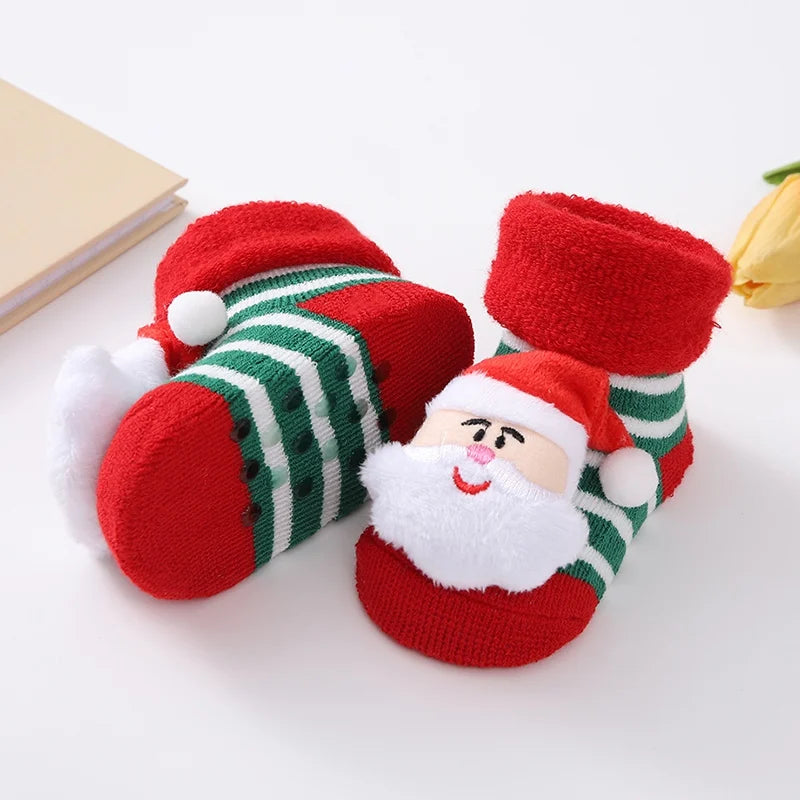 Christmas Baby Socks Newborn Boys Girls Autumn Winter Anti Slip Socks Infant Newborn Soft Cotton Floor Sock Cartoon Shoes