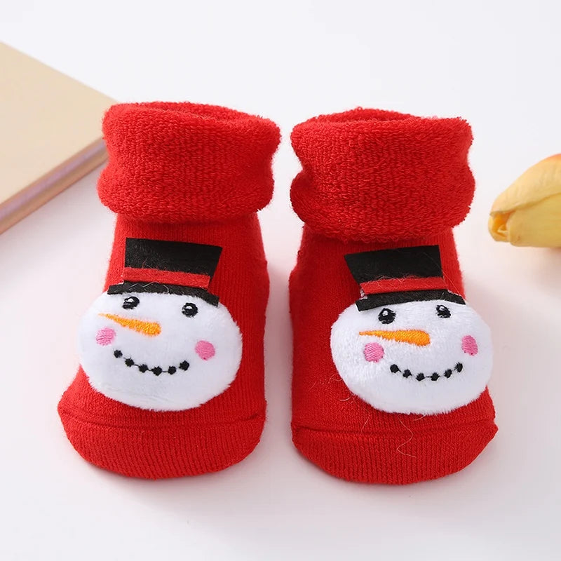 Christmas Baby Socks Newborn Boys Girls Autumn Winter Anti Slip Socks Infant Newborn Soft Cotton Floor Sock Cartoon Shoes