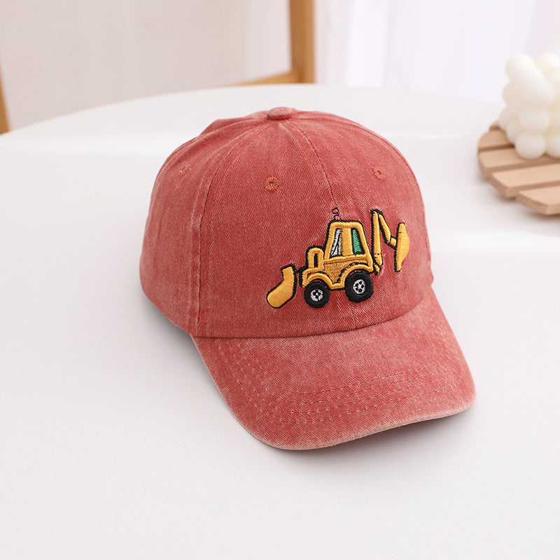 lioraitiin Toddler Excavator Baseball Hat, Embroidery Adjustable Kids Baseball Hat Toddler Boy Girl Birthday Gift