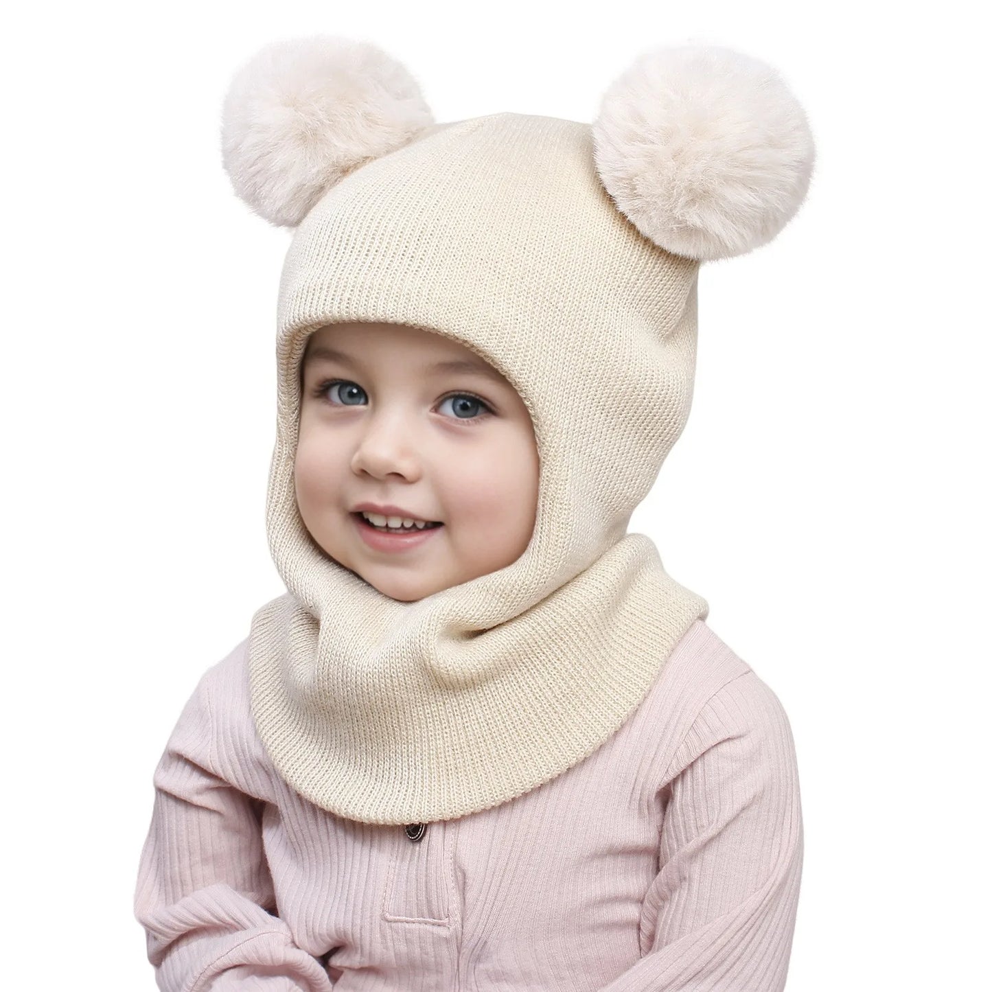 Warm Caps Girl Boy Hooded Winter Scarf Kid Hat Cap Scarf Knit Baby Baby Care Swim Hats