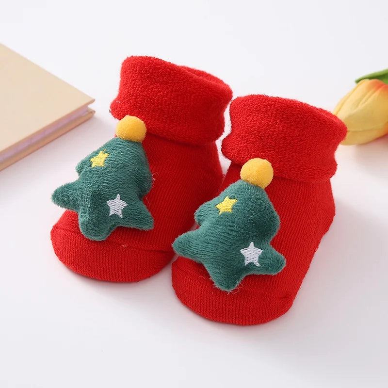 Christmas Baby Socks Newborn Boys Girls Autumn Winter Anti Slip Socks Infant Newborn Soft Cotton Floor Sock Cartoon Shoes