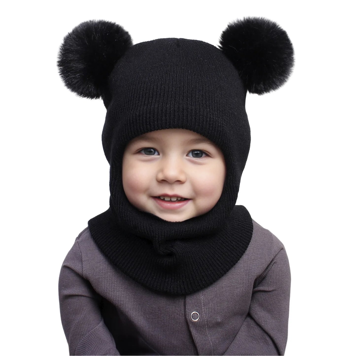 Warm Caps Girl Boy Hooded Winter Scarf Kid Hat Cap Scarf Knit Baby Baby Care Swim Hats