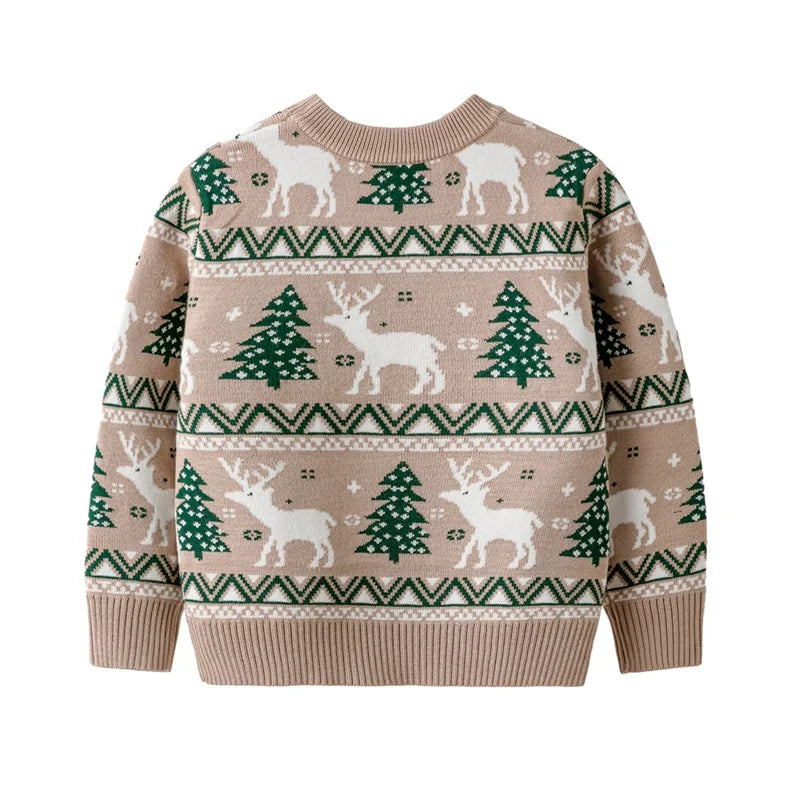 Christmas Kids Sweater New Casual Baby Warm Elk Printed Knitted Girls Sweater Boys Girls Cute Xmas Tree Pullovers Clothes