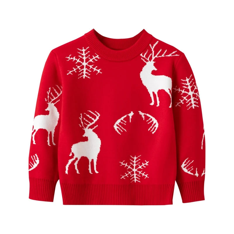 Christmas Kids Sweater New Casual Baby Warm Elk Printed Knitted Girls Sweater Boys Girls Cute Xmas Tree Pullovers Clothes